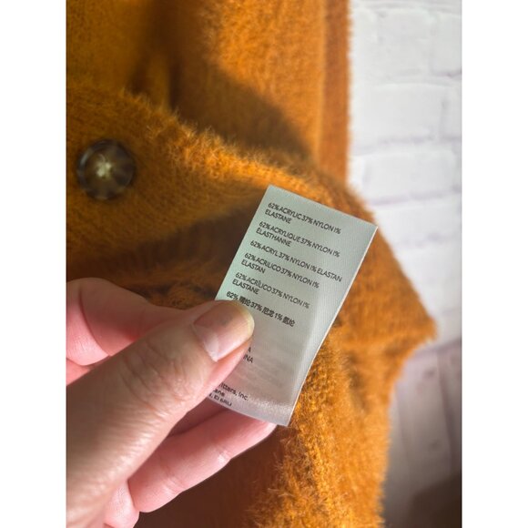 Urban Outfitters Cardigan Sweater Warm Fuzzy Orange Button Front Oversized - Picture 7 of 11